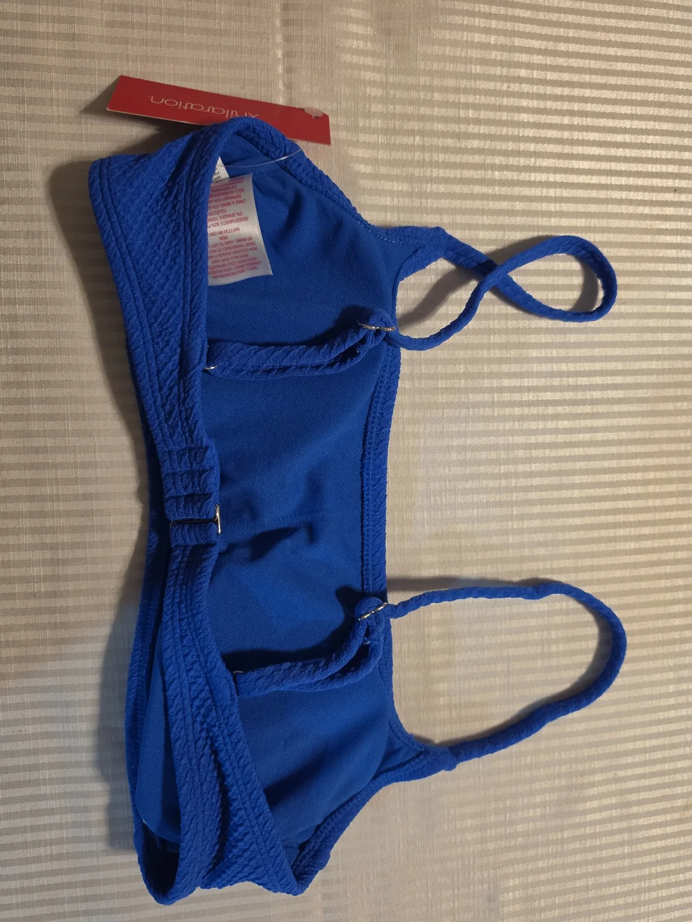 Xhilaration CobaltBlue Bikini Top Size Large M(4-6) Junior Textured Swimwear NWT